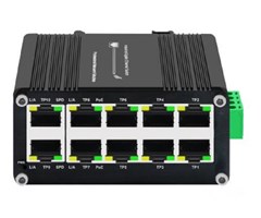 10-Port med POE,DIN montage, 48~57V DC, nätdel tillkommer