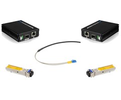 1st ruggad fiberpatch 50m, 2st konverterare, 2st SFP moduler
