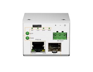 PoE+ PD 11000BASE-T till 1000BASE-X SFP, 9/12/24/48V DC@18W