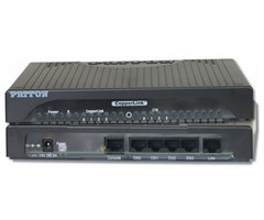 4x10/100 Ethernet RJ45, 1xDSL RJ45 1-4 par, sändare & mottag