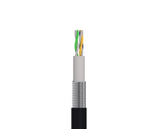 0,5m, svart Cat6.A U/UTP, inre armering