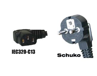 2,5m, typ A (IEC320 C13/Schuko) vinklad 90gr