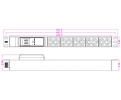 10xC13 ut, Schuko 16A in, 19''