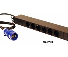 6x Schuko ut, Blåhand. 16A in 19''