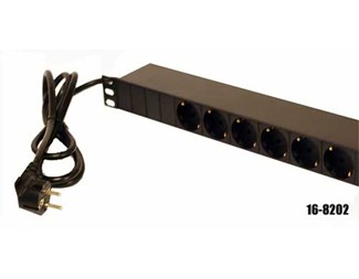 6x Schuko ut, Blåhand. 16A in 19''