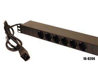 6x Schuko ut, Blåhand. 16A in 19''