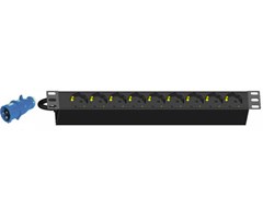 9 x Schuko ut, Blåhand. 16A in 19''