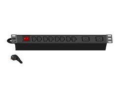 8xC13 2xC19 ut, Schuko 16A in, strömbrytare, 19''