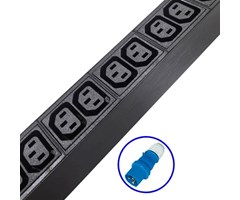 12x C13 uttag, 1xBlåhandske 16A 5m intag, amperemeter