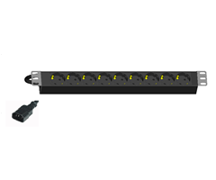 9x Schuko ut, C14 10A in, 19''