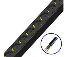 12x Schuko ut. sekvent,påslag, 2m kabel/öppen, 16A, vert