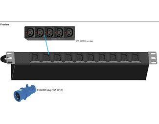 10xC13 ut, Schuko 16A in, 19''