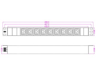 9 x C13, 16A in, Open end. 19'', 6m kabel
