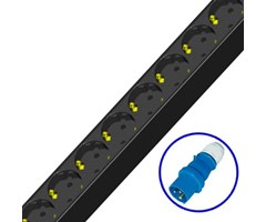 6 x schucko on 6.3 A säkring per uttag ,3 m kabel (blåhandsk