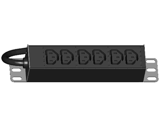 6x C13 , Inverterad montage, Schuko in, 1,5m kabel