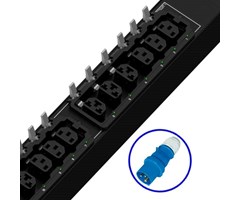 12xC13, 12xHDOT Cx. 1xIEC 60309 2P+E(Blåhandske) 230V 32A