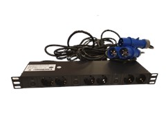 6x schuko ut./2grupper med säkring, 3x mat, 5m, blåhand. 16A