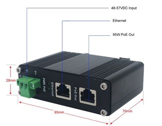 PoE++ Injektor, 10/100/1000Base-T, 90W ut, 48-57V In