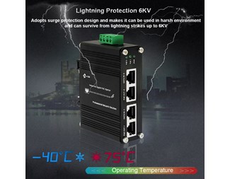 PoE-Injektor, 10/100/1000Base-T, Max 60W ut, 12-48VDC In