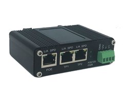 IEEE 802.3af/at PoE in, 20W & 12VDC (skruvplint) ut, DIN