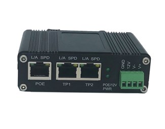 IEEE 802.3af/at PoE in, 20W & 12VDC (skruvplint) ut, DIN