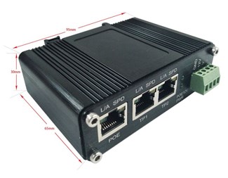 IEEE 802.3af/at PoE in, 20W & 12VDC (skruvplint) ut, DIN