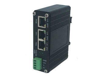 IEEE 802.3af/at PoE in, 20W & 12VDC (skruvplint) ut, DIN