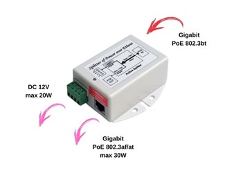 DC12V/20W + PoE 30W