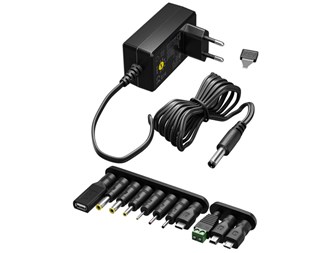 Strömförsörjning universal 3-12 V/27 W m/USB-C