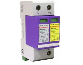 T2 Single phase 1P+N, Uc: 275V. In: 20KA. Imax: 40KA