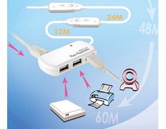 6M, Aktiv USB 2.0-förlängningskabel, A Hane - A Hona