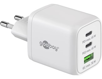 2xUSB-C PD, 1xUSB-A QC, 65W total