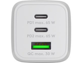 2xUSB-C PD, 1xUSB-A QC, 65W total