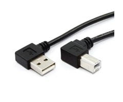 3m, USB A till B, vinklad, svart