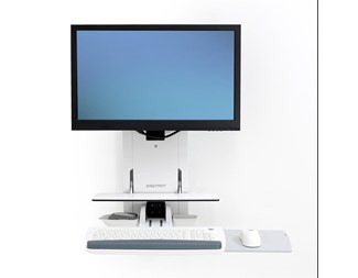 Monitor- och tangentbordshiss/vit, sitt/stå