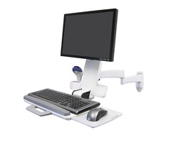 Väggarm, kombi, vit, 2 länkar, 1 monitor, 1 tb/musplatta