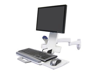 Väggarm, kombi, vit, 2 länkar, 1 monitor, 1 tb/musplatta
