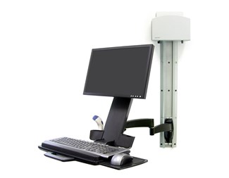 Väggarm, kombi, vit, 2 länkar, 1 monitor, 1 tb/musplatta