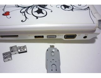 USB-låssats med nyckel och 4 lås, rosa