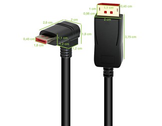1,0 mtr 90° Displayport kabel