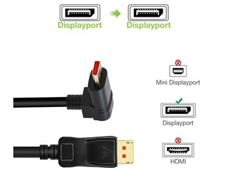 1,0 mtr 90° Displayport kabel