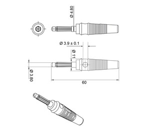 Blå med 4 mm hull