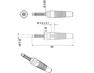 Gul med 4 mm hull