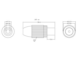 COAX IEC Han med skru 9,5mm input