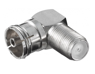F hona - IEC koax hona 90°, 75 Ohm
