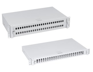 1HE Fiberbox utan panel, grå