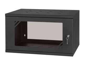 19'' 6HE, Djup 350mm Glasdörr, svart