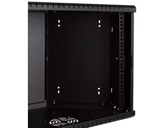 19" 9HE, Hörnskåp, djup 330mm glasdörr, svart