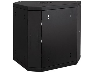 19" 9HE, Hörnskåp, djup 330mm glasdörr, svart