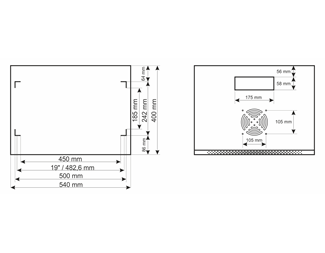 Väggskåp, Grå B540xH280xD400, 4HE (30kg)